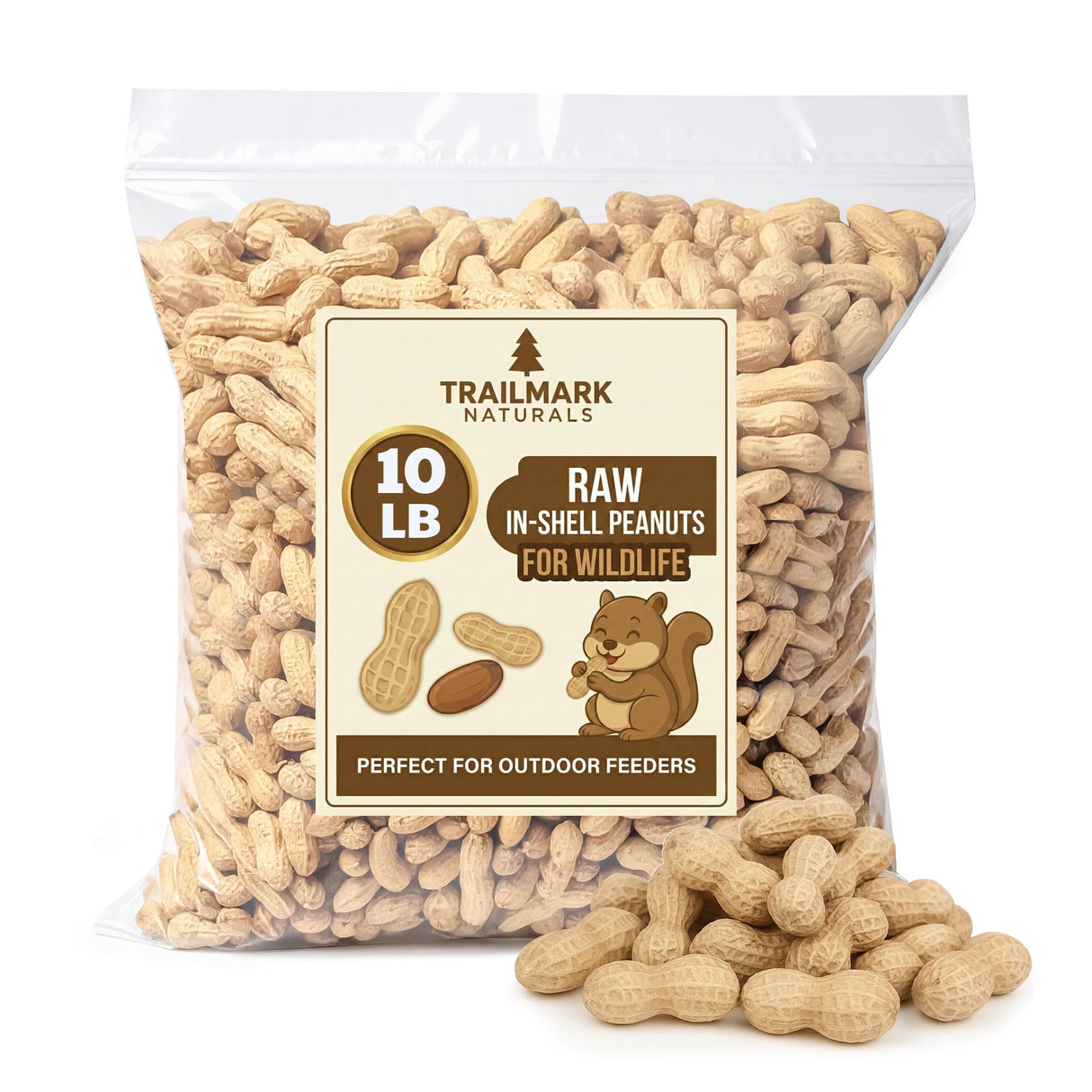 Trailmark Naturals - 10 LB - Raw Peanuts For Squirrels, Raw In Shell Peanuts For Birds and Wildlife- Squirrel Food, Wild Bird Seed - Grown in The USA
