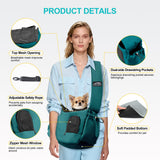 Dog Carrier Sling for Small Dogs & Cats Hand-Free Puppy Sling Purses with Storage Bag and Adjustable Shoulder Strap, Pet Sling Carrier Up to 8.8 Lbs (Blue)