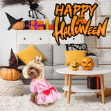 Huhumy 3 Pcs Halloween Princess Pet Costume Set, Pink Princess Pet Costume Including 1 Pink Dress, 1 Golden Wig, 1 Crown for Cosplay, Halloween Costumes, Small to Medium Body Types