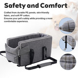 Dog Car Seat for Small Dogs - Portable Center Console Booster Seat with Anti-Collapse Design & Safety Tethers, Pet Travel Carseat Up to 15 lbs- Black