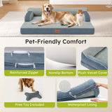 CWAWZ XL Orthopedic Dog Bed, Extra Large Dog Bed, Dual-Sided Pet Cooling Beds with Memory Foam Washable Cover Nonslip Bottom, Waterproof XLarge Pet Couch Beds with Bolsters, Dark Grey