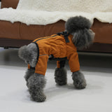Winter Waterproof Dog Snowsuit – Full Body Outdoor Jacket with Leash Ring, Fleece Lining, Windproof Reflective 4-Leg Dog Coat for Small to Large Dogs Mustard Yellow L