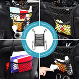 GAOSPD Dog Car Barrier Net with Storage Pockets Universal Adjustable 3-Layer Pet Cars Barrier with 4 Hooks for SUVs & Sedans Keep Pets Safe & Car Organized Cars Mesh Organizerm (M)