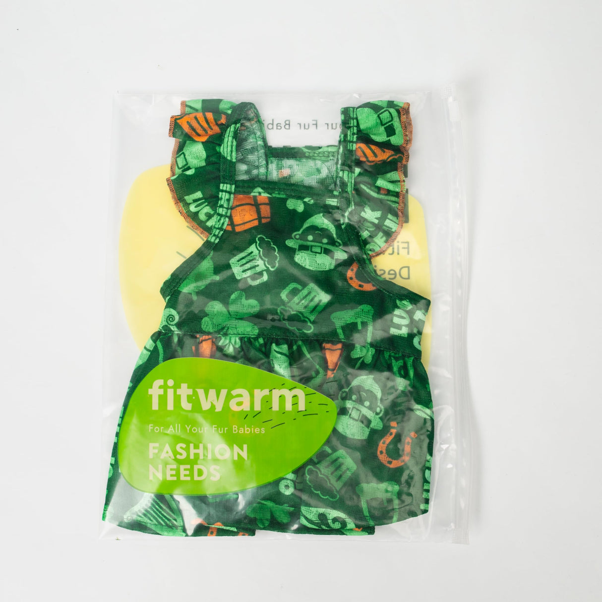 Fitwarm St Patricks Day Ruffle Dog Dress, Lucky Dog Clothes for Small Dogs Girl, Funny Pet Outfit, Green, Orange, Small