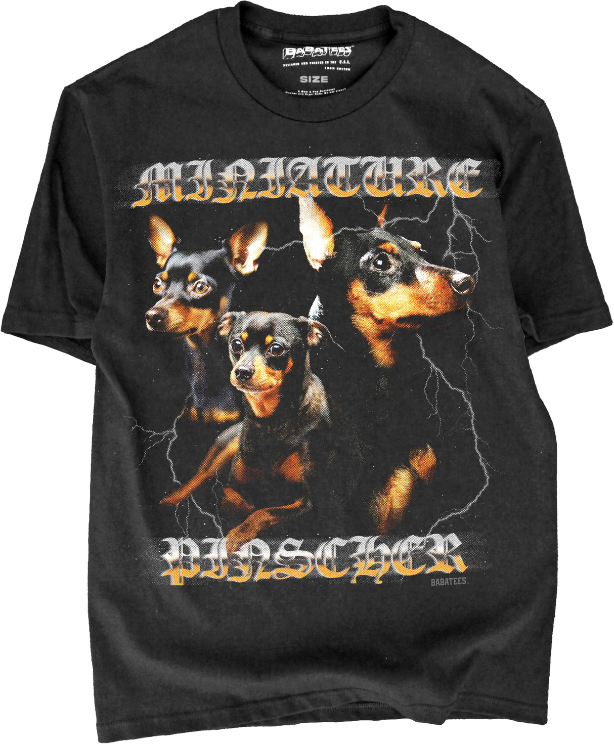 Alpha Dog Lovers Graphic Tee - Funny Dog Dad & Mom Designs, Heavy Metal Graphics (US, 3X-Large, Regular, Mini Pinscher C2)