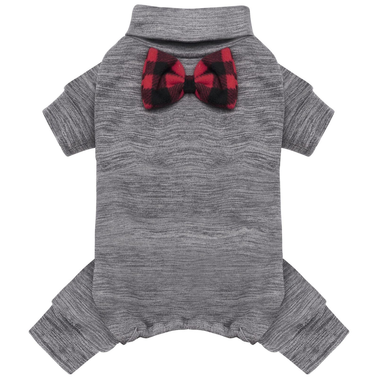 KYEESE Dog Pajamas for Small Dogs Turtleneck Stretchy Dog Pjs Pet Sweater Super Soft Warm Material Dogs Coats with Bowtie Pet Onesie Cold Weather Coat, Grey,XL