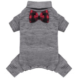 KYEESE Dog Pajamas for Small Dogs Turtleneck Stretchy Dog Pjs Pet Sweater Super Soft Warm Material Dogs Coats with Bowtie Pet Onesie Cold Weather Coat, Grey,XL