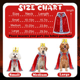 GOYOSWA Dog King Costume, Dog Halloween Costumes King Cloak and Crown Set Funny King Prince Costume for Small Medium Large Dogs (Small)
