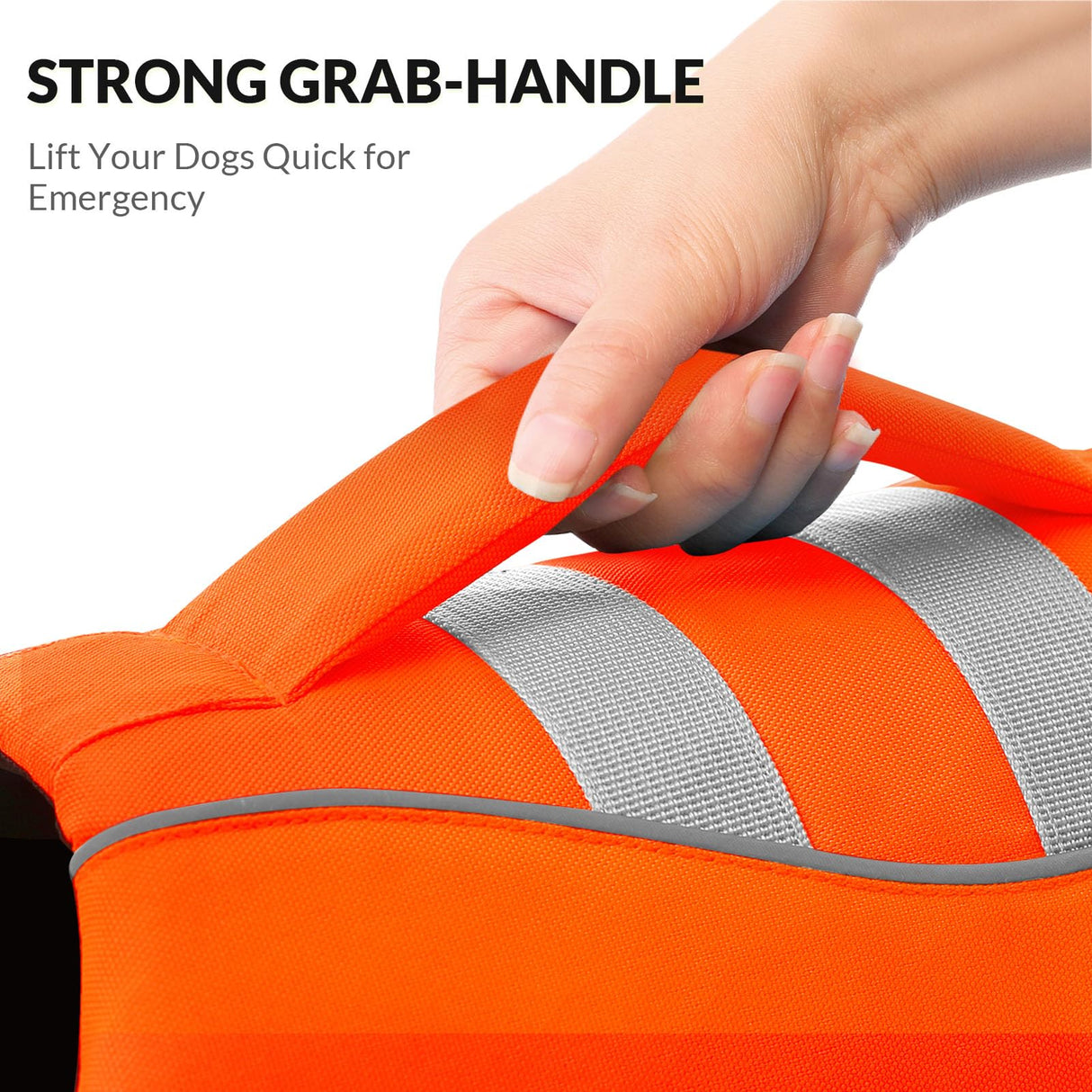 Queenmore XL Dog Life Jacket, Large Dog Life Vest for Swimming Boating, Giant Big Dog Swim Vest, Ripstop Pet Life Vests with Rescue Handle Leash Hole, Safety Water Floating Vest, Hi-Vis Orange