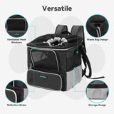 DAISTERN Dog Bike Basket for Small Dogs up to 10lbs, Foldable Pet Carrier with Safety Leash, Mesh Windows, Storage Pockets, Handlebar Quick Release, Backpack & Car Seat Function Grey