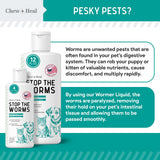 Dog and Cat Dewormer - 12 oz Wormer Liquid to Paralyze and Expel Roundworms - Kitten and Puppy Dewormer