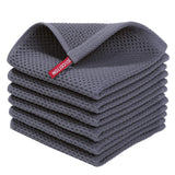 100% Cotton Waffle Weave Kitchen Dish Cloths, Ultra Soft Absorbent Quick Drying Dish Towels, 12 x 12 Inches, 6-Pack, Dark Grey