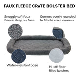 Furhaven Dog Bed for Extra Small Dogs & Indoor Cats, 100% Washable, Sized to Fit Crates - Sherpa Fleece Bolster Crate Pad - Gray, Extra Small (Pack of 2)