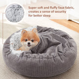 MIXJOY Dog Bed with Blanket, Round Calming Cozy Cave for Medium Dogs, Soft Plush Cuddler Puppy Bed and Burrow Cave, Anti-Slip Bottom, 26inch