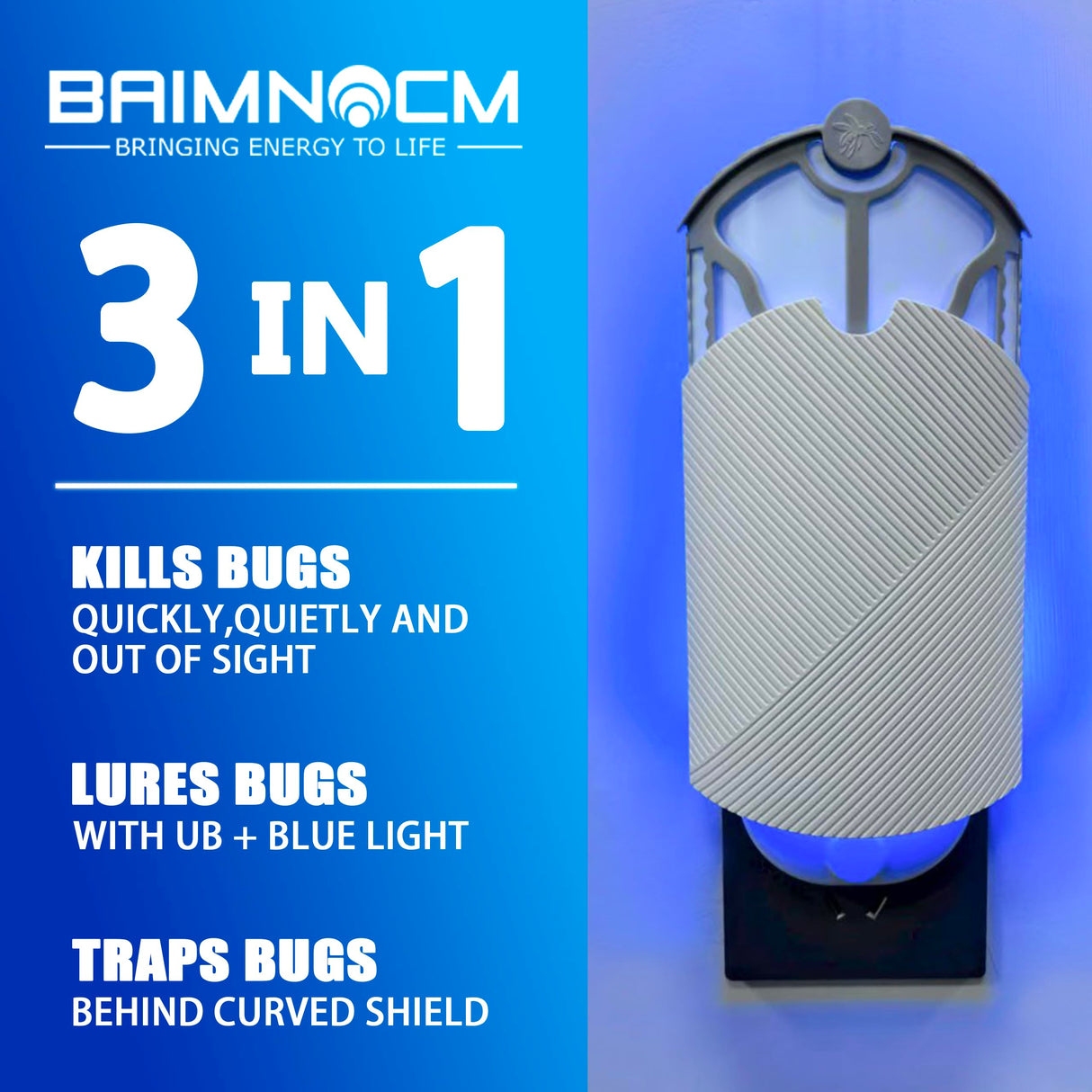 Flying Insect Trap (1 Stater & 3 Refill Cartridges), UV Light Indoor Bug Catcher for Gnats, Fruit Flies, Mosquitoes, and Moths, Plug-in Fly Trap for Home, Kitchen, Living Room