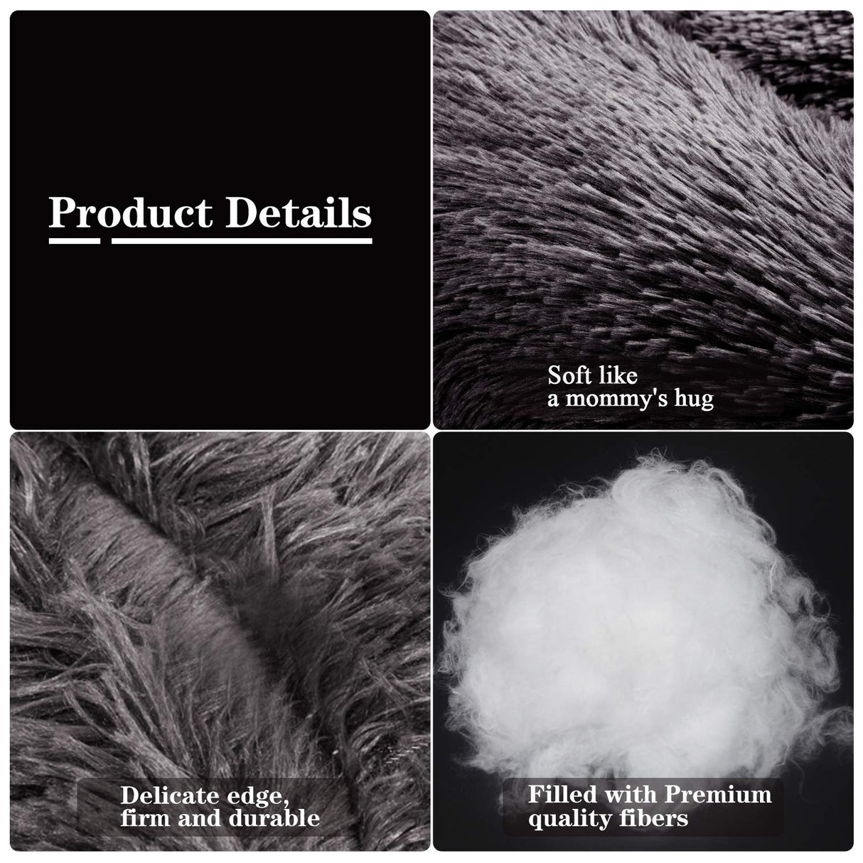 MFOX Calming Dog Bed for Large Dogs - Donut Washable Large Pet Bed, 36 inches Anti-Slip Round Fluffy Plush Faux Fur Dog Bed, Fits up to 75 lbs Pets, Black