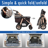 HPZ Pet Rover Titan-HD Premium Super-Sized Dog/Cat/Pet Stroller SUV Travel Carriage/w Access Ramp/100Lbs Capacity/Pumpless Rubber Wheels/Aluminum Frame for Small, Med, Large, XL Pets (Taupe)