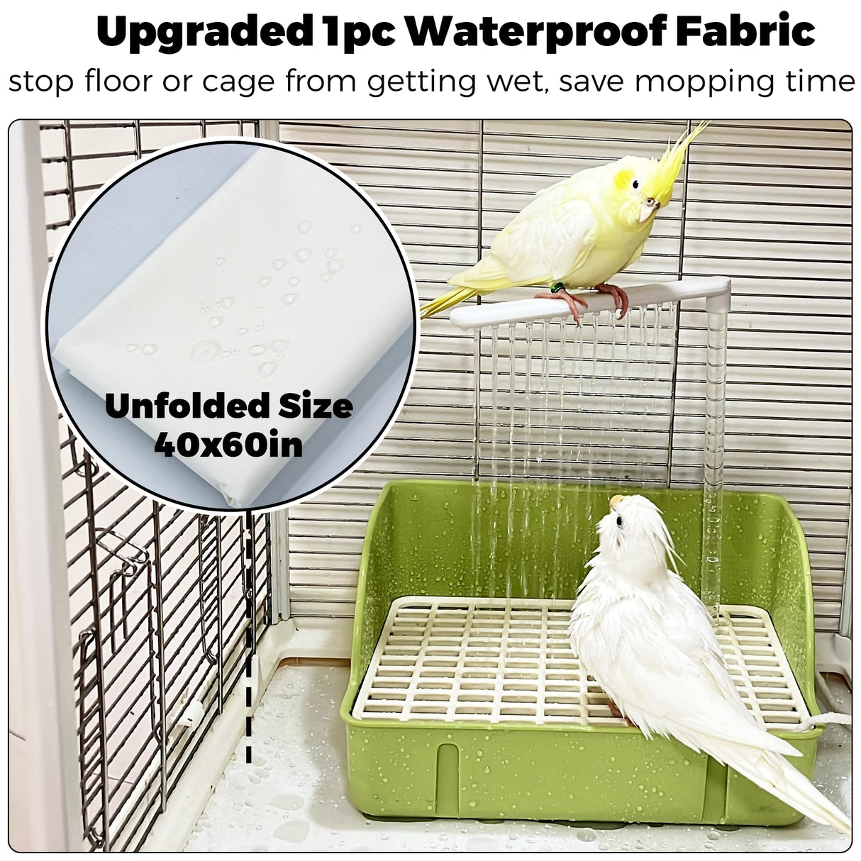 Jevnd Automatic Parakeet Bird Bath with Pump, Large Bird Shower Fountain Indoor Bathtub with Running Water, Parrot Bath Tub Faucet for Pet Birds, African Grey, Cockatiel, Conure, Budgie, Lovebird