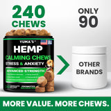 Hemp Calming Chews for Dogs - 240 Treats - Advanced Dog Calming Chews - Anxiety Relief Supplement Treats with Melatonin - Sleep Aid for Separation, Barking, Stress, Hip and Joint Support Made in USA