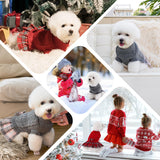 YUDODO 2 Pack Small Dog Sweater Dress with Bowtie Turtleneck - Knitted Pet Girl Dog Winter Clothes - Pet Warm Sweater for Puppy Yorkies, Chihuahua (S Red+Grey)