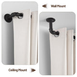 Zeerobee Curtain Rods for Windows 48 to 84, 1 Inch Industrial Wrap Around Black Curtain Rod, Indoor/Outdoor Room Divider Adjustable Drapery Pole, 48"-86"