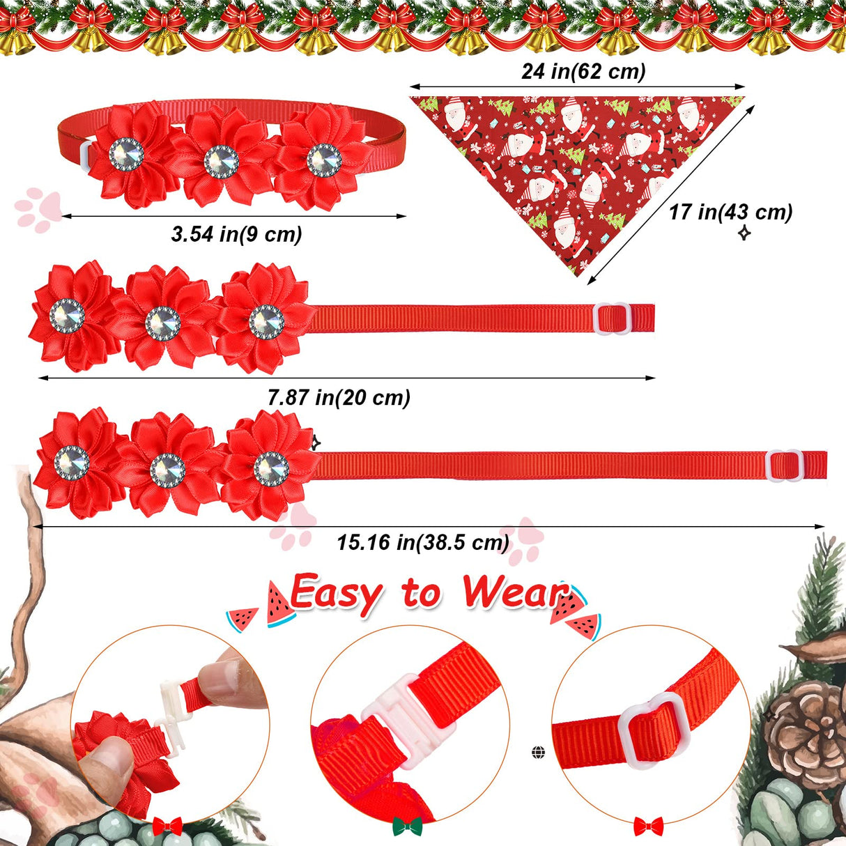 40 Pcs Christmas Dog Bow Ties Set 26 Christmas Pet Bowties 10 Santa Snowman Necktie 4 Winter Dog Bandana Xmas Grooming Accessories for Holiday Pet Outfit Winter Gift