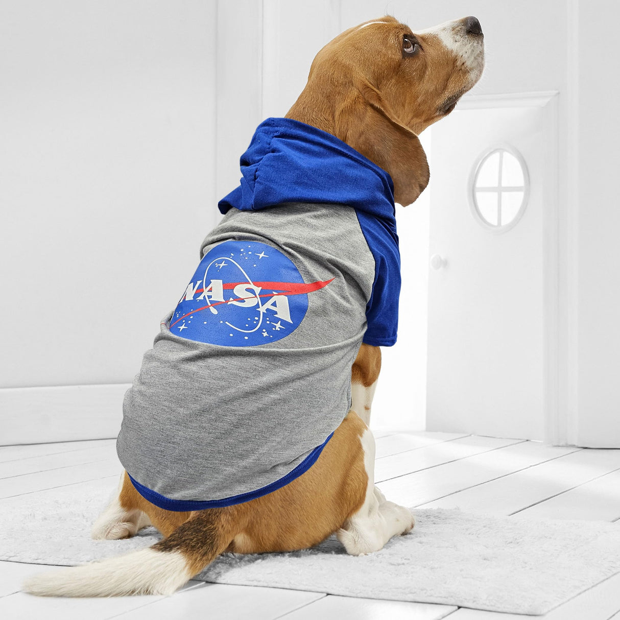 PET NASA Hoodie T-Shirt for Dogs & Cats. NASA Logo Dog Hoody Tee Shirt, X-Small, Outer Space Hoodie T-Shirt for Pets Cool Sporty Dog Shirt