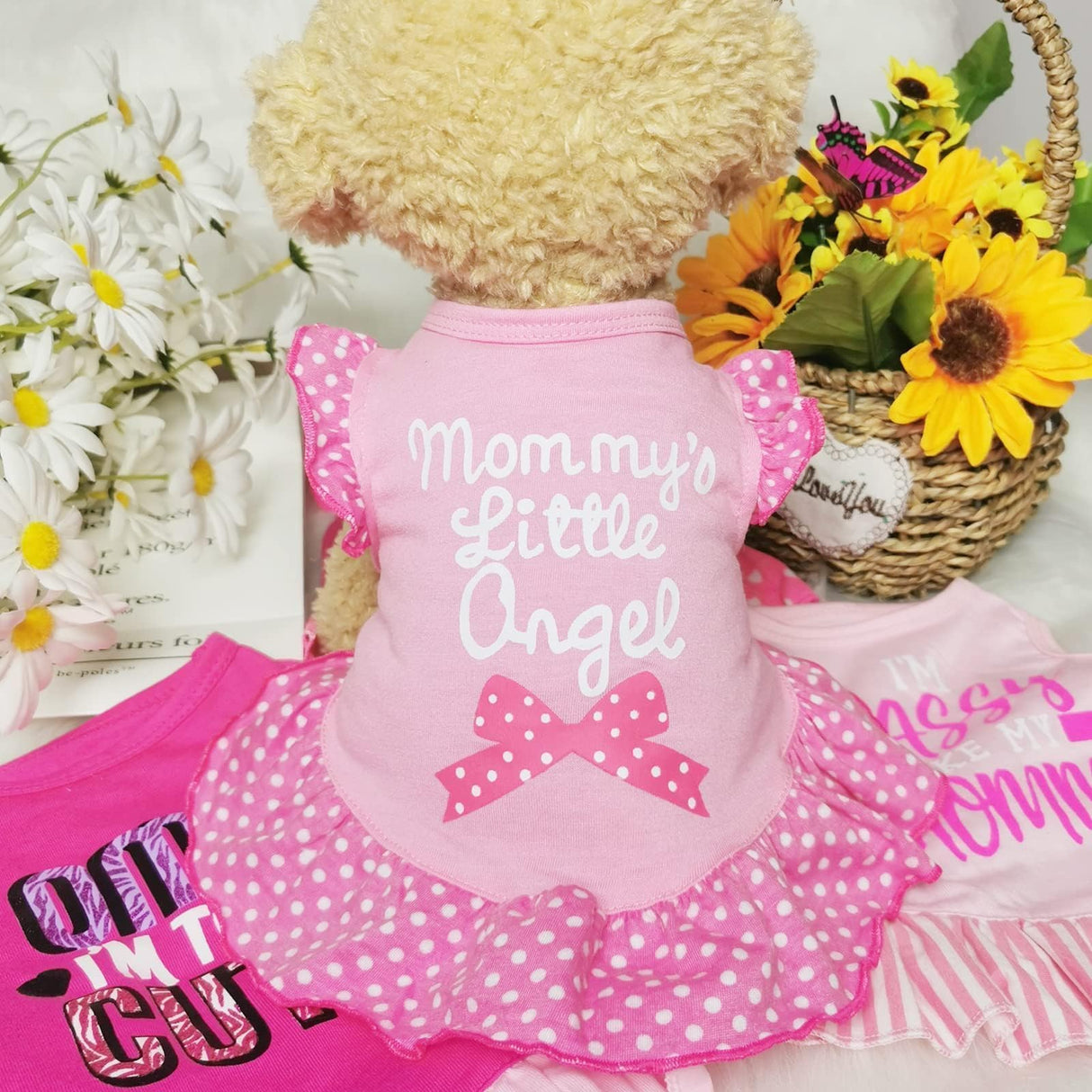 XPUDAC 4 Pack Dog Dress Shirt Puppy Skirt Cute Doggie Dresses Thanksgiving Clothes Dog Apparel for Small Dogs and Cats (Pink Angel, XX-Small(1-2 lbs))