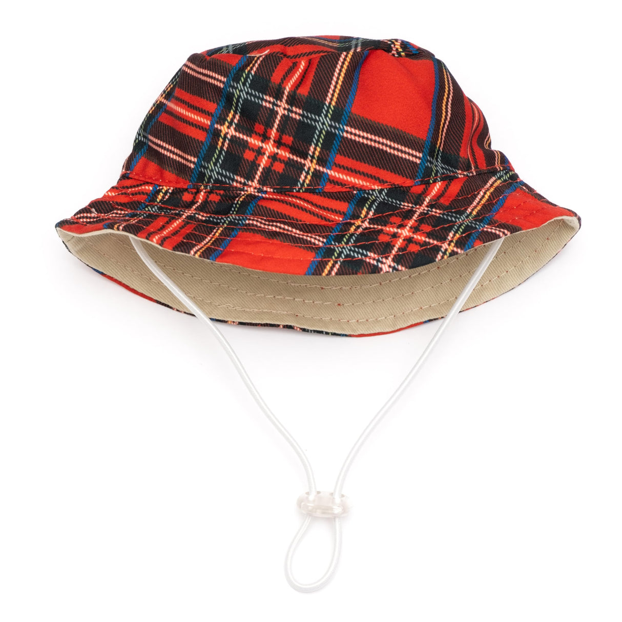 THE WORTHY DOG Plaid Hat for Dogs – Lightweight Pet Sun Hat with Adjustable Chin Strap, Soft Brim & Bright Colors - Red, X-Large