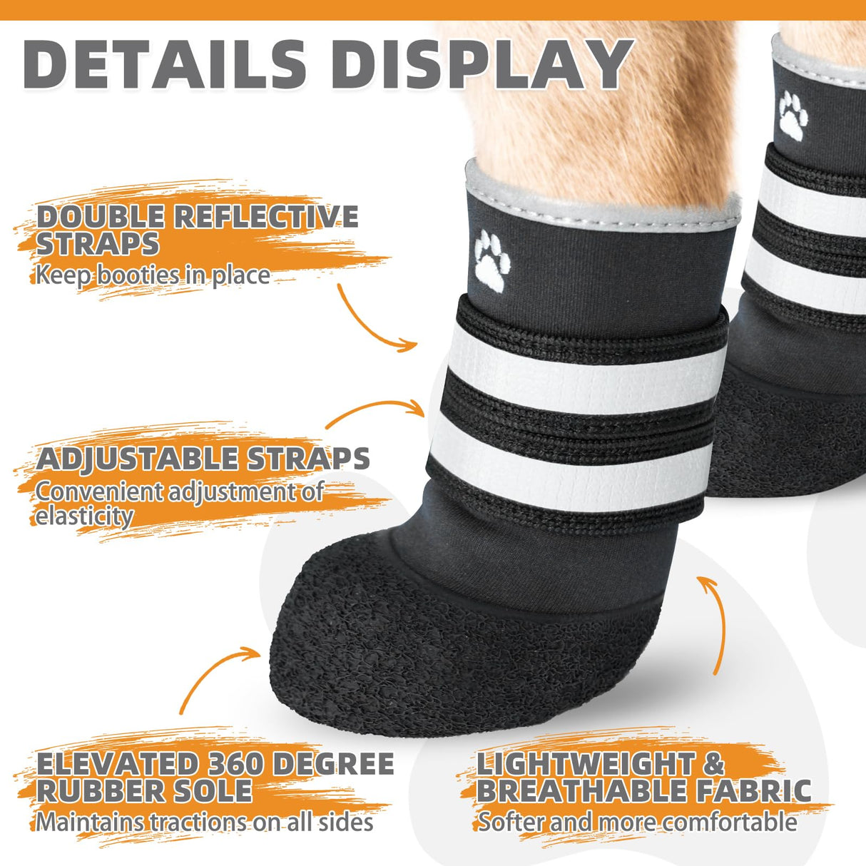 KOOLTAIL Dog Shoes for hot/Cold Pavement, Waterproof Dog Booties to Prevent Licking for Small Medium Large Size Dogs, Anti-Slip Dogs Boots & Paw Protectors Socks for Hardwood Floor, Black L