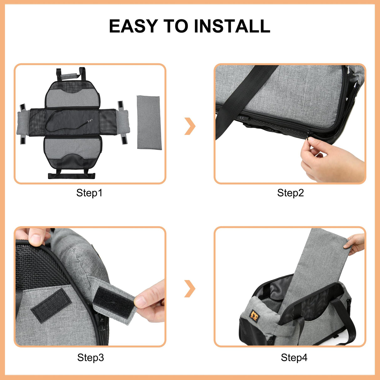 GeerDuo Center Console Dog Car Seat for Small Dogs with Mesh, Dog Booster Seat with Upgraded Safety Tethers, Detachable Washable Pet Car Seat Travel Bed Under 25lbs(Mesh)