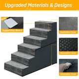 28" H Dog Stairs for Small and Medium Dogs 6-Step Ramps for High Beds and Couch Non-Slip Extra Wide Pet Stairs for Old Dogs and Puppy and Cat - Stable & Durable with Machine Washable Cover Indoor