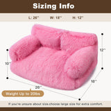 FURMORENE Large Cat Beds for Indoor Cats, Dog Couch Bed, Cute Cat Couch Sofas for Less 20lbs Kitten Puppy, Small Dog Sofas & Chairs with Removable Washable Cover, Soft Warm Pet Furniture, Plush Pink
