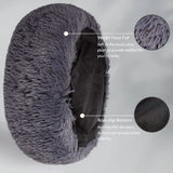 Calming Donut Dogs Beds for Small Dogs Washable,23inch Plush Round Pet Bed for Cozy Sleep,Fluffy Faux Fur Large Cat Bed,Fits up to 25 lbs Pets,Dark Grey