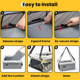 Conlun Dog Car Seat Booster for Small Pet Under 20lbs, Portable Travel Puppy Car Seat with Internal Steel Frame, Comfort Cushion & Storage Pockets, Adjustable Straps Fit Most Cars, Grey