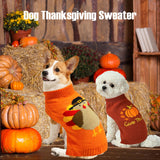 PAYHTOW 2 Pack Thanksgiving Dog Sweater, Knitted Dog Thanksgiving Fall Holiday Sweaters Outfit Clothes for Small Medium Large Dogs Pets (Turkey & Pumpkin, X-Large)