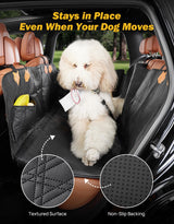 JOYTUTUS Back Seat Extender for Dogs, PU Leather Dog Car Seat Cover for Back Seat with Hard Bottom, Dog Hammock with Mesh Window, Dog Car Seat Cover for Sedans SUVs Small Trucks, Holds 440 lbs