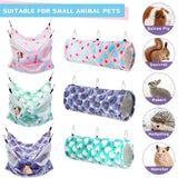 Sweetude 6 Pcs Rat Hammock Set Ferret Hanging Tunnel 3 Tier Guinea Pig Hammocks Hideout Soft Chinchilla Bed for Cage Accessories Hide,Play and Sleep(Lovely,Heart)