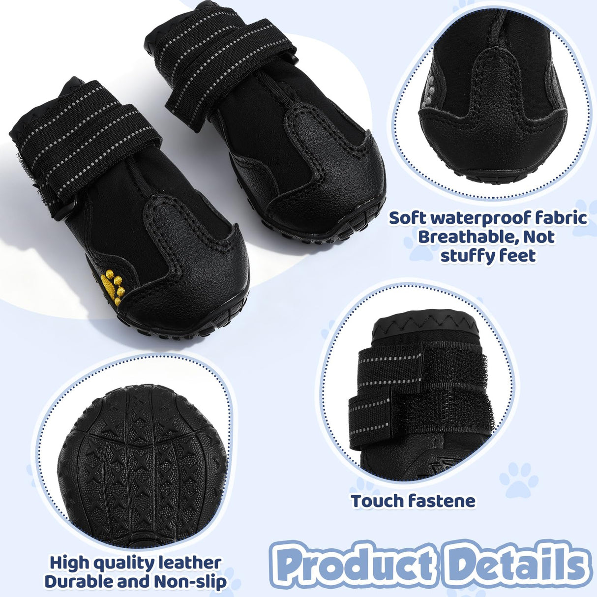 Thinkday Dog Coat and Boots Set for Weighing 23-35lbs, Waterproof Winter Jacket Paw Protectors with Harness Leash Hole, Reflective Vest, Snowsuit Coats, Rugged Anti Slip Dog Shoes Cold(Black, L)