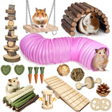 Kagoty 40 PCS Hamster Toys Set, Guinea Pig Toys Enrichment Hamster Tubes and Tunnels, Rat Enrichment Toy with Bridge, Seesaw, Swing, Ball for Gerbils, Chinchillas, Dwarf and Syrian Mouse