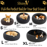 Calming Dog Bed - Fluffy Donut Cuddler for Anxiety Relief, Orthopedic Pet Bed with Non-Slip Bottom, Cozy Round Faux Fur Nest for Dogs and Cats, Plush Crate Mat for Comfort (Dark Grey, Medium)