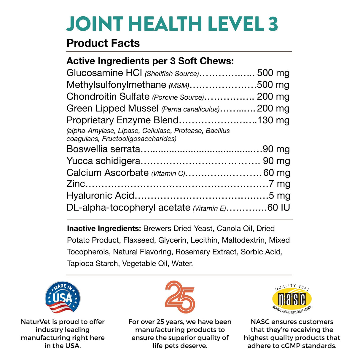 NaturVet Joint Health Level 3 Dog Soft Chew 15.2 oz. Count of 240