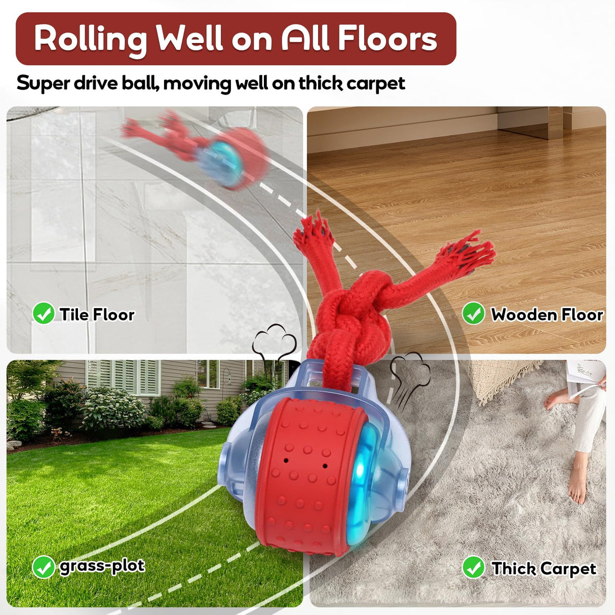 BENTOPAL Dog Toys Interactive Dogs Ball with Super High-Speed Rechargeable Dog Toy Ball for Puppies