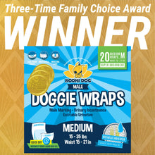 Load image into Gallery viewer, Bodhi Dog Disposable Male Dog Diapers - Super Absorbent, Leak-Proof Pee Wraps - Adjustable Fit, Comfortable Design, Advanced Moisture Control, and Wetness Indicator - Medium (20 Count)

