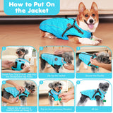 HezzLuv Waterproof Dog Jacket with Built-in Harness, Winter Snow Dog Warm Coat for Small, Medium Dogs, Cold Weather Cozy Vest Clothes with Luminous Pendant and Reflective Strips, Adjustable Straps