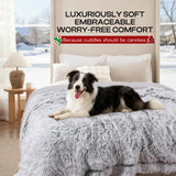 Luciphia Large Waterproof Dog Blanket for Pet Washable Liquid Proof Bed Intimacy Protection Shaggy Plush Calming Long Faux Fur Couch Cover Calming Cat Throw Blankets, Mist Grey, 60" x 80"