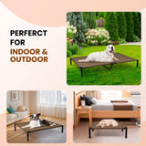 Heeyoo Elevated Dog Bed, Cooling Raised Pet Cot with Chew Proof Mesh Fabric and Steel Frame, Portable Dog Cot Bed with No-Slip Rubber Feet for Outdoor Indoor Use