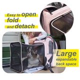 Wildgogo Expandable Pet Carrier, Airline-Approved Foldable and Detachable Backpack, Fits 13lbs Cat&11lbs Small Puppy Dog, for Car Travel,Camping and Emergency Transportation and Shelter (Pink)