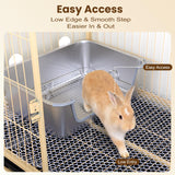 Aothey Rabbit Litter Box, Extra Large Bunny Litter Box with 304 Stainless Steel Sifting Tray & Hooks, Rabbit Litter Box, Easy to Clean and Odor Control (17.7" × 13.8" × 5.9")
