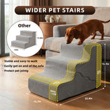 Pet Dog Stairs for Small Dogs, 2 in 1 Transformable 3-Step Pet Stairs and Wave Anti-Fall Slope for Short Legs and Long Legs Dog, for Couch (12-19 in) with Durable Non-Slip Waterproof Cover（Grey）